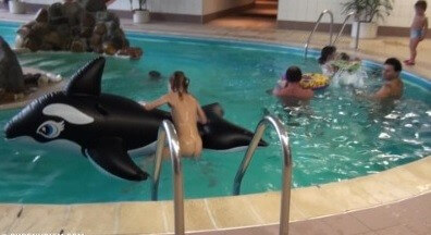 Indoor dolphin ride Full HD - Nature fills the naked body with energy and inspiration